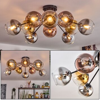Koyoto Plafoniera, Lampada a sfera 81 cm Oro, Chiaro, Ramato, Grigio fumo, 10-Luci