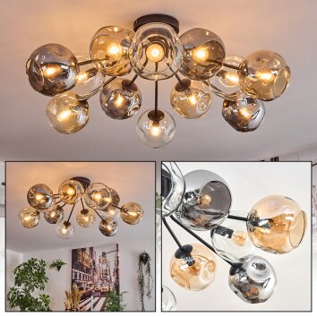 Ripoll Plafoniera, Lampada a sfera Ambrato, Chiaro, Grigio fumo, 12-Luci