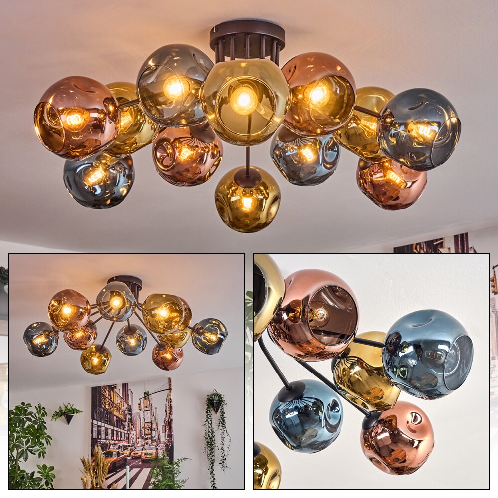 Ripoll Plafoniera, Lampada a sfera Blu, Oro, Ramato, 12-Luci main product photo