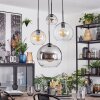 Koyoto Lampadario a sospensione, Lampada a sfera, Lampada a sospensione a cluster Ambrato, Cromo, Chiaro, Grigio fumo, 4-Luci