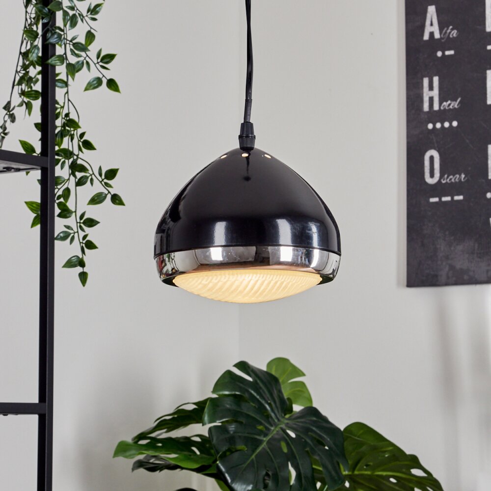 Foverup Lampadario a sospensione Cromo, Nero, 1-Luce