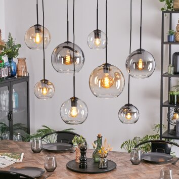 Koyoto Lampadario a sospensione, Lampada a sfera, Lampada a sospensione Ambrato, Chiaro, Grigio fumo, 8-Luci