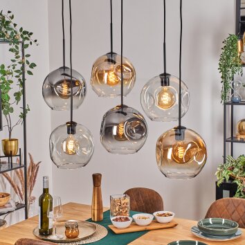 Ripoll Lampadario a sospensione, Lampada a sfera, Lampada a sospensione Ambrato, Chiaro, Grigio fumo, 6-Luci