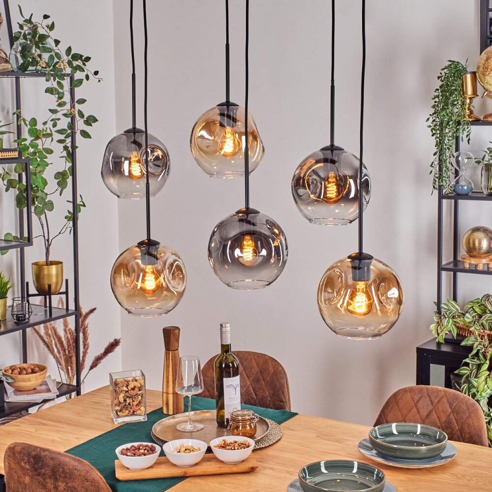 Ripoll Lampadario a sospensione, Lampada a sfera, Lampada a sospensione Ambrato, Chiaro, Grigio fumo, 6-Luci main product photo