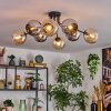 Koyoto Plafoniera, Lampada a sfera 86 cm Ambrato, Cromo, Grigio fumo, 8-Luci