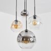 Ripoll Lampadario a sospensione, Lampada a sfera, Lampada a sospensione a cluster Ambrato, Cromo, Chiaro, Grigio fumo, 4-Luci