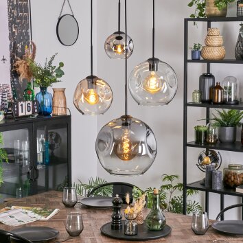 Ripoll Lampadario a sospensione, Lampada a sfera, Lampada a sospensione a cluster Ambrato, Cromo, Chiaro, Grigio fumo, 4-Luci