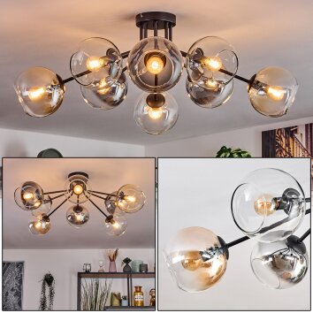 Koyoto Plafoniera, Lampada a sfera 86 cm Ambrato, Chiaro, Grigio fumo, 8-Luci