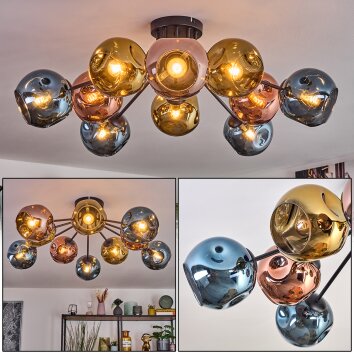 Ripoll Plafoniera, Lampada a sfera Blu, Oro, Ramato, 10-Luci