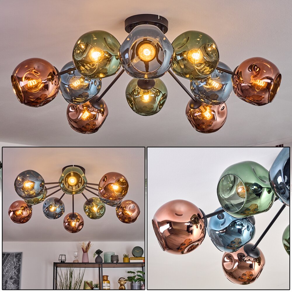 Ripoll Plafoniera, Lampada a sfera Blu, Verde, Ramato, 10-Luci main product photo