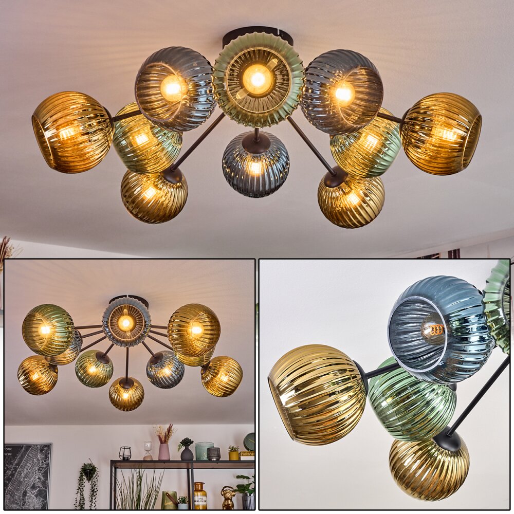 Koyoto Plafoniera, Lampada a sfera 85 cm Blu, Oro, Verde, 10-Luci main product photo