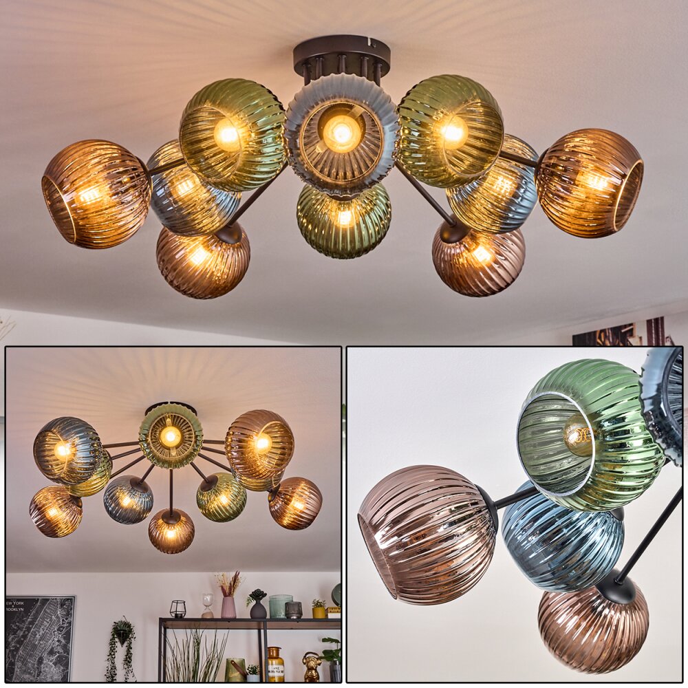 Koyoto Plafoniera, Lampada a sfera 85 cm Blu, Verde, Ramato, 10-Luci main product photo