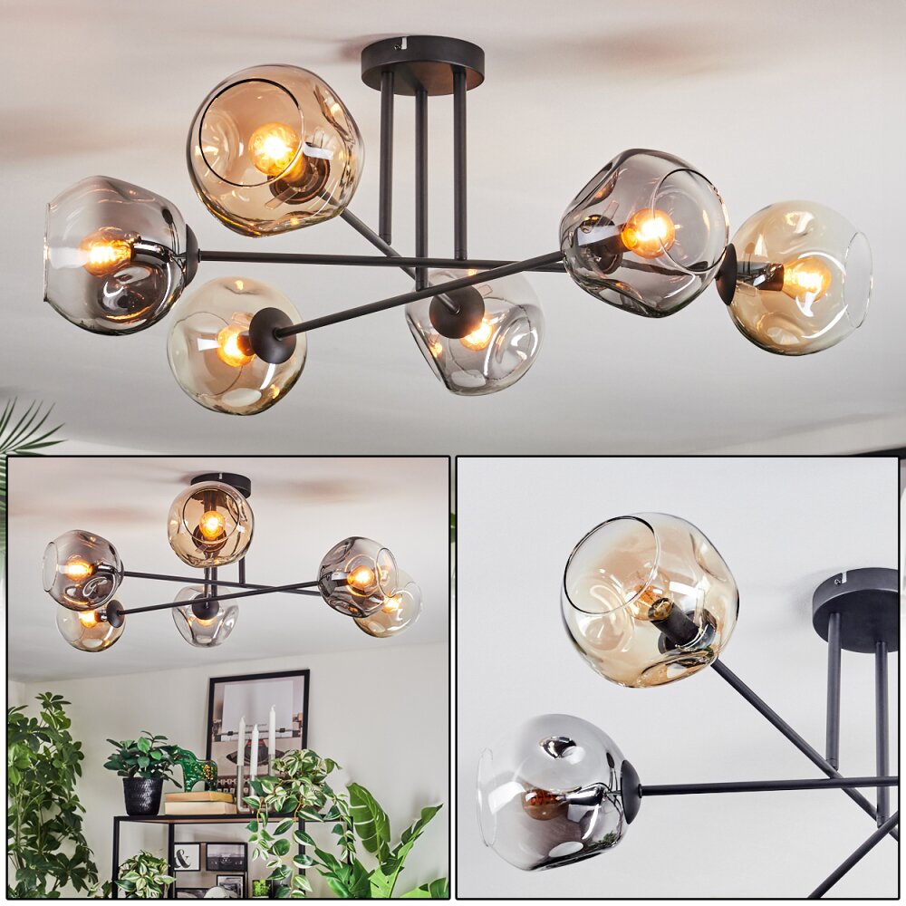 Ripoll Plafoniera, Lampada a sfera Ambrato, Chiaro, Grigio fumo, 6-Luci main product photo