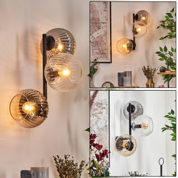 Koyoto Lampada a sfera, Applique Ambrato, Chiaro, Grigio fumo, 3-Luci