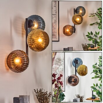 Koyoto Lampada a sfera, Applique Blu, Oro, Ramato, 3-Luci