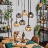 Koyoto Lampadario a sospensione, Lampada a sfera, Lampada a sospensione Ambrato, Grigio fumo, 6-Luci