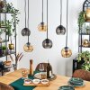Koyoto Lampadario a sospensione, Lampada a sfera, Lampada a sospensione Ambrato, Grigio fumo, 6-Luci