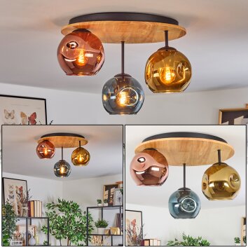 Ripoll Plafoniera, Lampada a sfera Écru, Nero, 3-Luci
