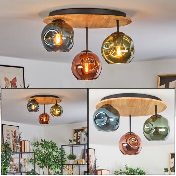 Ripoll Plafoniera, Lampada a sfera Écru, Nero, 3-Luci
