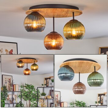 Koyoto Plafoniera, Lampada a sfera Écru, Nero, 3-Luci