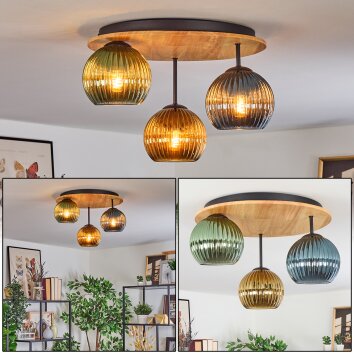Koyoto Plafoniera, Lampada a sfera Écru, Nero, 3-Luci