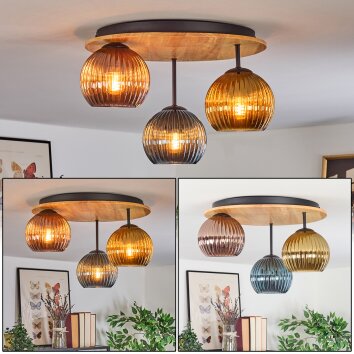 Koyoto Plafoniera, Lampada a sfera Écru, Nero, 3-Luci