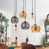 Koyoto Lampadario a sospensione, Lampada a sfera, Lampada a sospensione Ambrato, Chiaro, Grigio fumo, 6-Luci