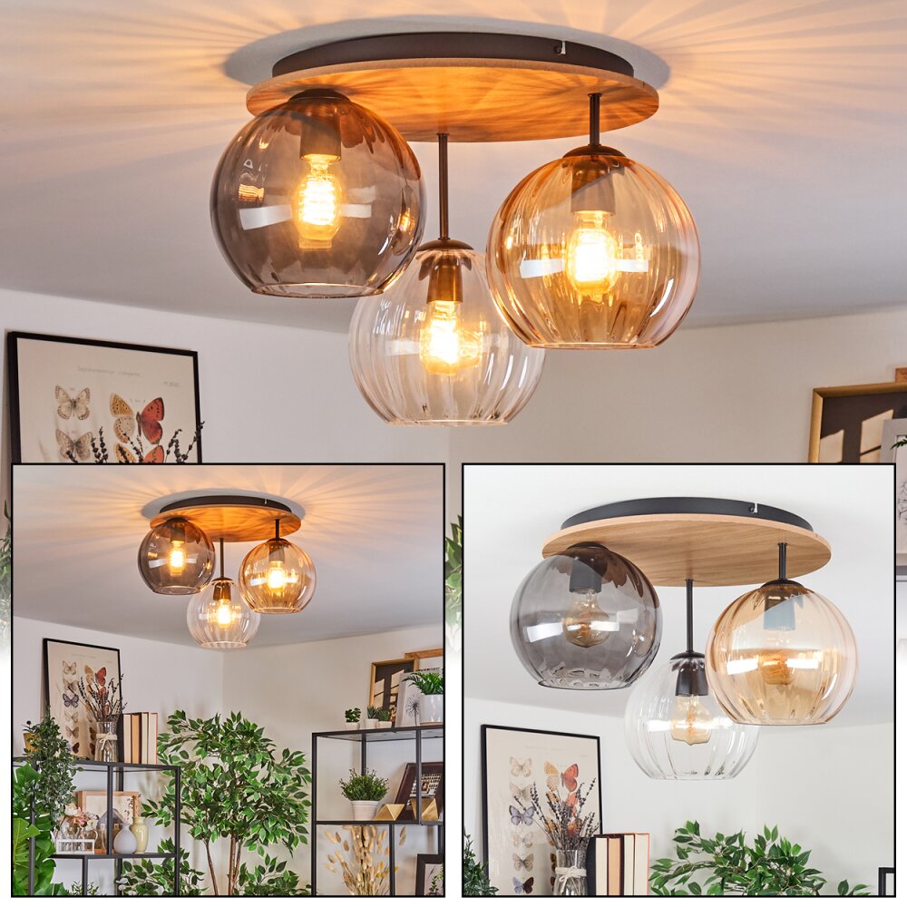 Koyoto Plafoniera, Lampada a sfera Écru, Nero, 3-Luci main product photo