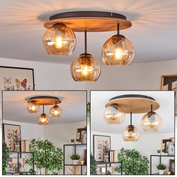 Koyoto Plafoniera, Lampada a sfera Écru, Nero, 3-Luci