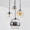 Koyoto Lampadario a sospensione, Lampada a sfera, Lampada a sospensione a cluster 35 cm Ambrato, Cromo, Chiaro, Grigio fumo, 4-Luci