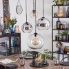 Koyoto Lampadario a sospensione, Lampada a sfera, Lampada a sospensione a cluster Ambrato, Cromo, Chiaro, Grigio fumo, 4-Luci