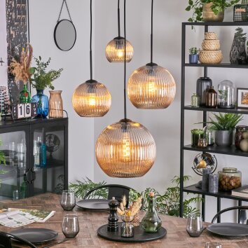 Koyoto Lampadario a sospensione, Lampada a sfera, Lampada a sospensione a cluster Ambrato, 4-Luci