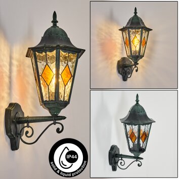 Hongkong Lampada da parete per esterno, Applique Verde, Nero, 1-Luce