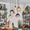Koyoto Lampadario a sospensione, Lampada a sfera, Lampada a sospensione Ambrato, Chiaro, Grigio fumo, 6-Luci