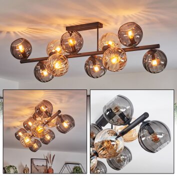 Koyoto Plafoniera, Lampada a sfera Ambrato, Grigio fumo, 10-Luci