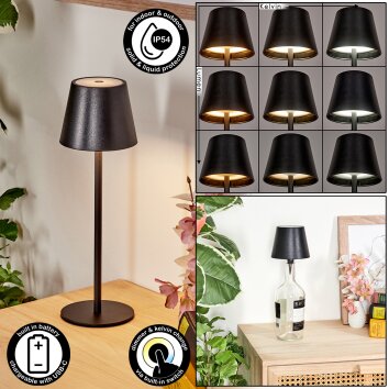Salgadinho Lampada da tavolo per esterno, Illuminazione bagno, Lampada da tavolo LED Nero, 1-Luce