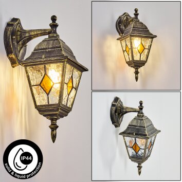 Naofe Lampada da parete per esterno, Applique Oro, Nero, 1-Luce