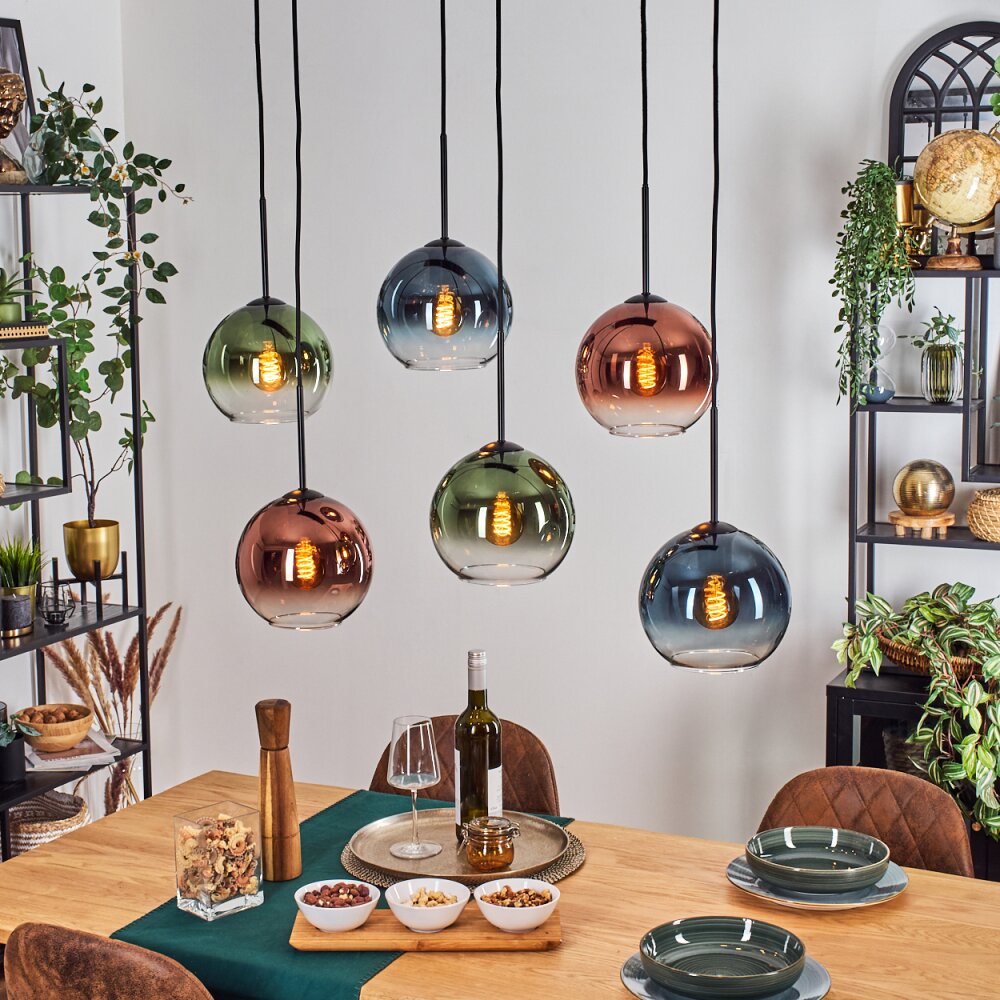 Koyoto Lampadario a sospensione, Lampada a sfera, Lampada a sospensione Blu, Verde, Chiaro, Ramato, 6-Luci main product photo