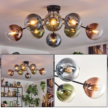 Gastor Plafoniera, Lampada a sfera 87 cm Blu, Verde, Chiaro, Ramato, 8-Luci