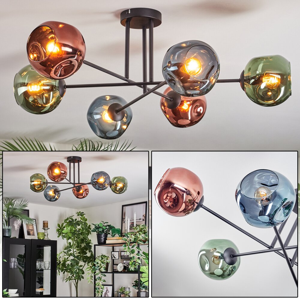 Ripoll Plafoniera, Lampada a sfera Blu, Verde, Ramato, 6-Luci main product photo