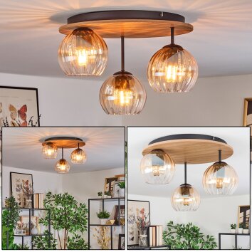 Koyoto Plafoniera, Lampada a sfera Écru, Nero, 3-Luci