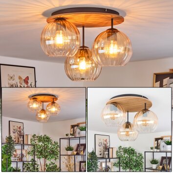 Koyoto Plafoniera, Lampada a sfera Écru, Nero, 3-Luci