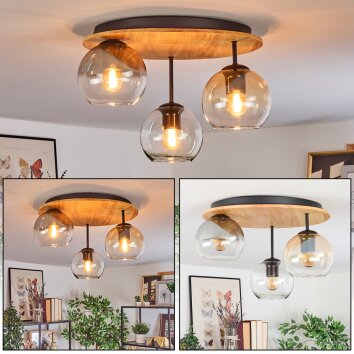 Koyoto Plafoniera, Lampada a sfera 40 cm Écru, Nero, 3-Luci