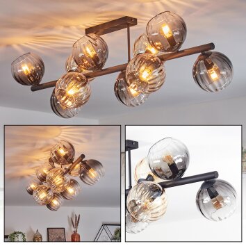Koyoto Plafoniera, Lampada a sfera Ambrato, Chiaro, Grigio fumo, 10-Luci