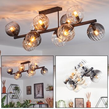 Koyoto Plafoniera, Lampada a sfera Ambrato, Chiaro, Grigio fumo, 10-Luci