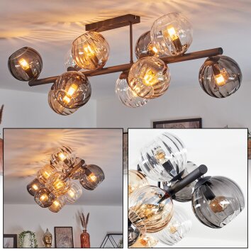 Koyoto Plafoniera, Lampada a sfera Ambrato, Chiaro, Grigio fumo, 10-Luci