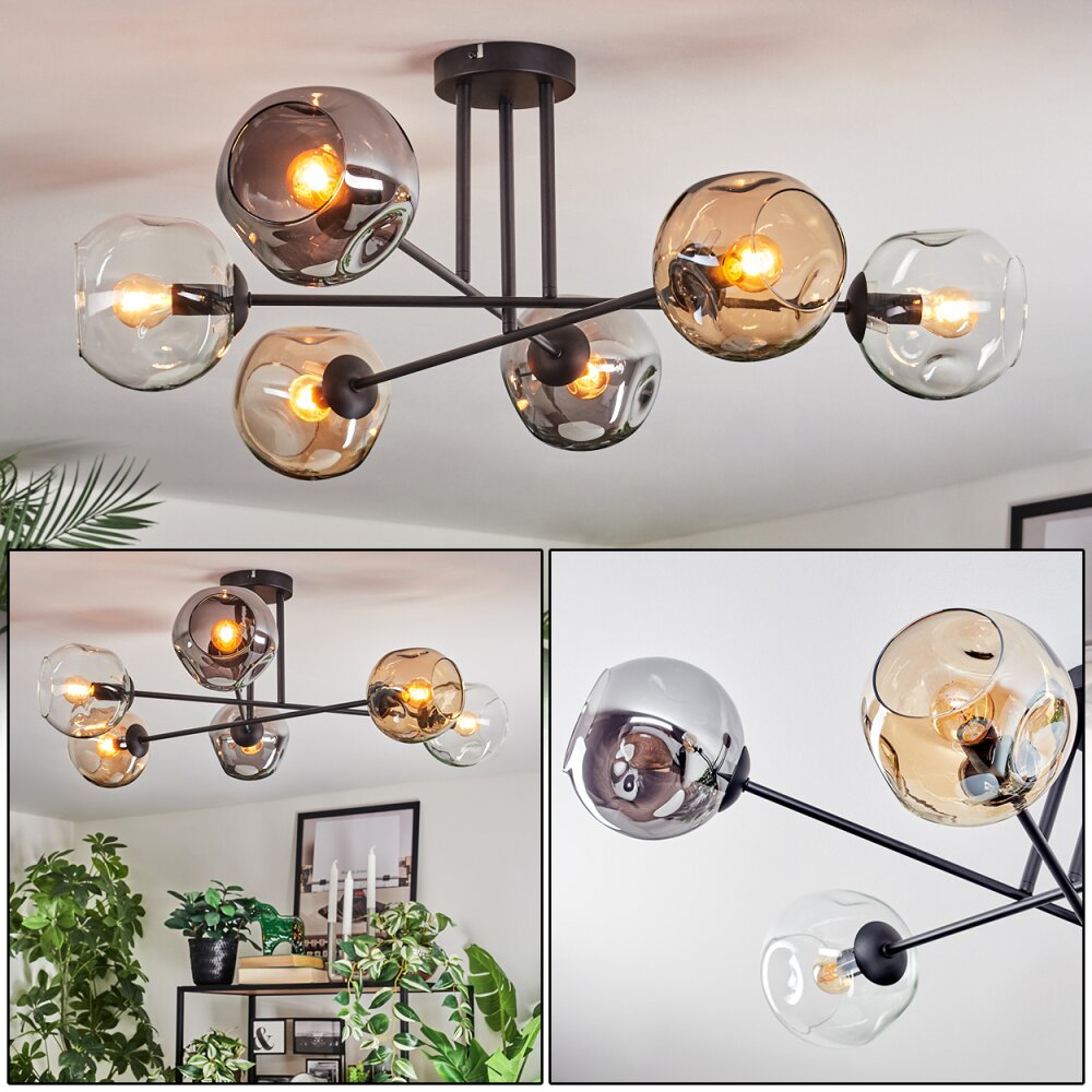 Ripoll Plafoniera, Lampada a sfera Ambrato, Chiaro, Grigio fumo, 6-Luci main product photo