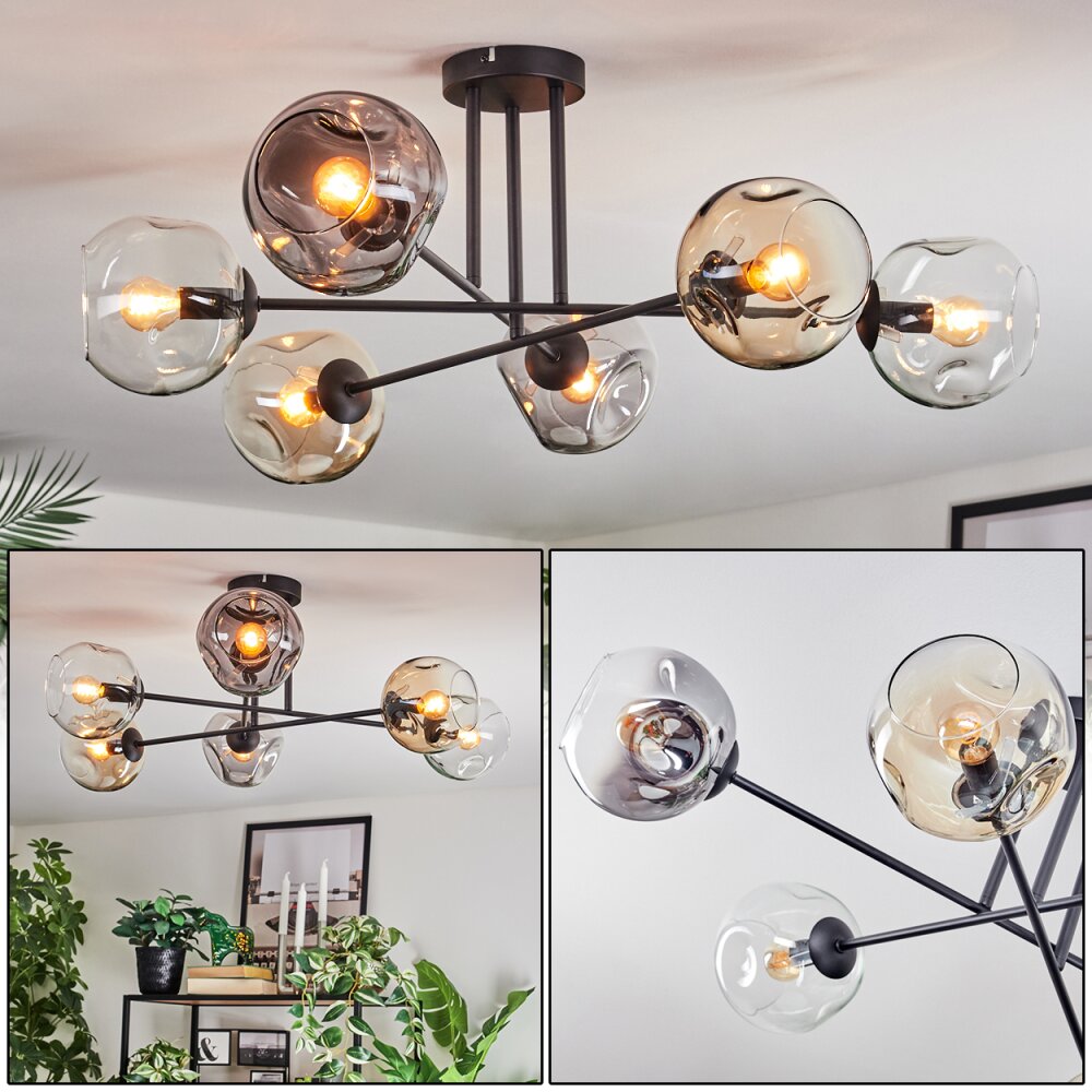 Ripoll Plafoniera, Lampada a sfera Ambrato, Chiaro, Grigio fumo, 6-Luci main product photo
