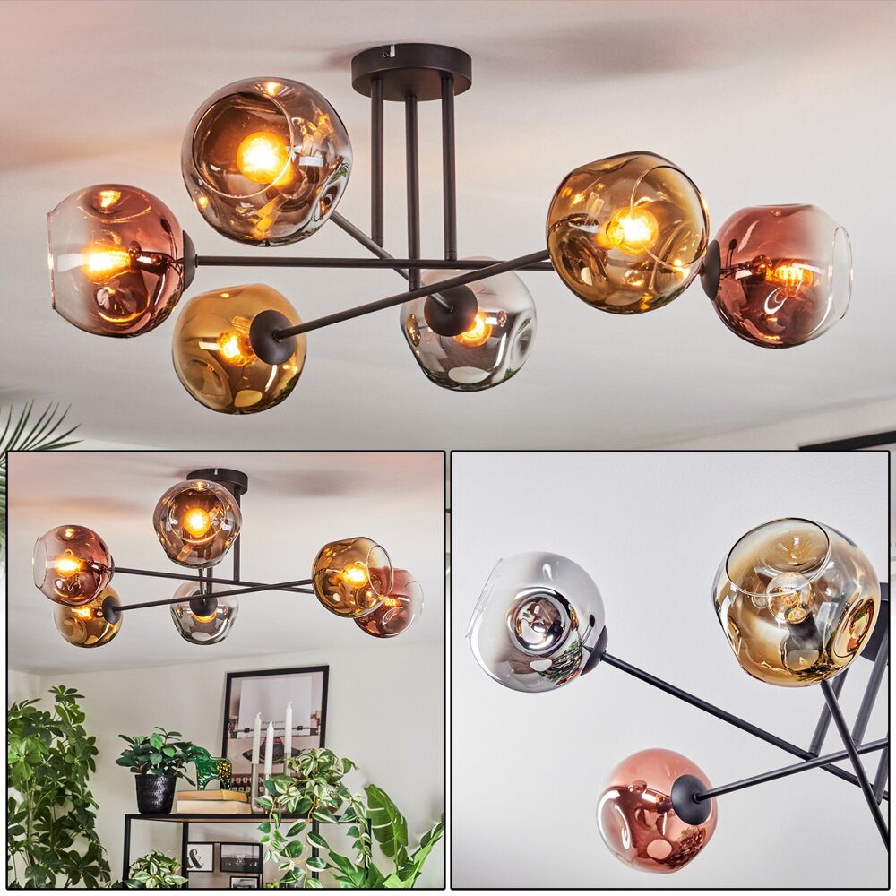 Ripoll Plafoniera, Lampada a sfera Cromo, Oro, Chiaro, Ramato, Grigio fumo, 6-Luci main product photo