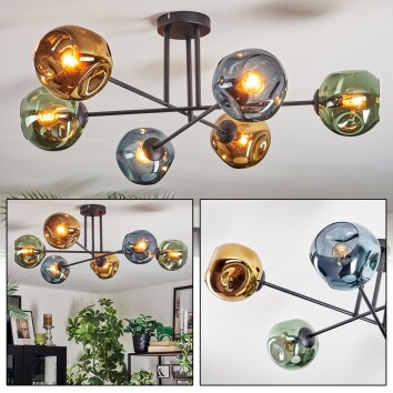 Ripoll Plafoniera, Lampada a sfera Blu, Oro, Verde, 6-Luci